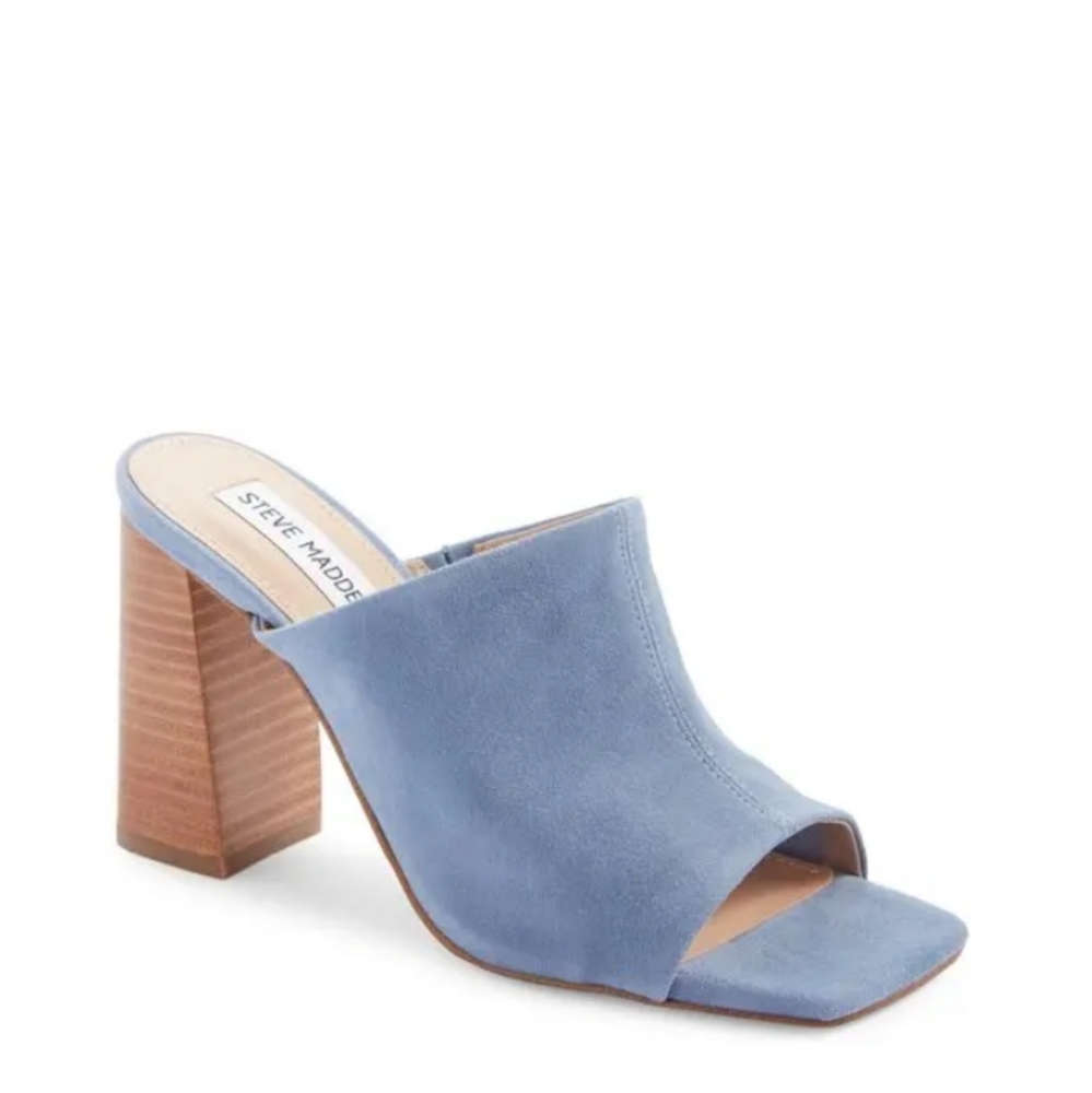 Steve Madden Teles Slide Sandal Blue Suede